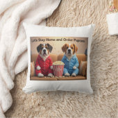 Coussin Restons à la maison et commandons des chiens de de (Couverture)