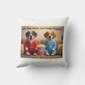 Coussin Restons à la maison et commandons des chiens de de (Verso)