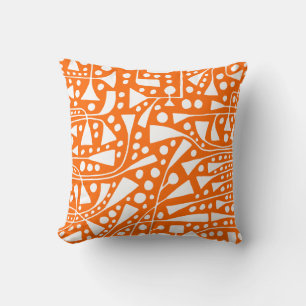 Coussin Résumé 120112 - Blanc sur orange