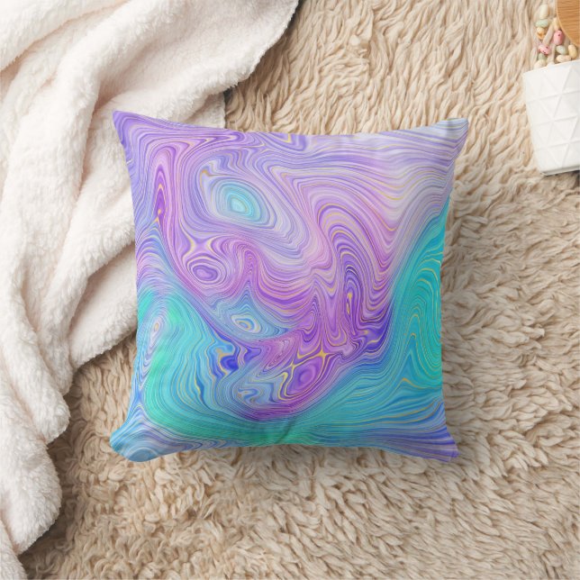 Coussin Résumé Abstrait Aqua Violet (Couverture)