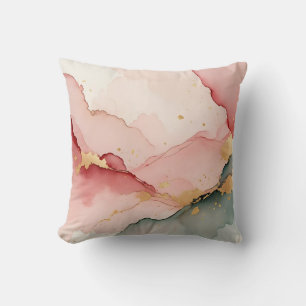 Coussin Résumé abstrait rose sarcelle or