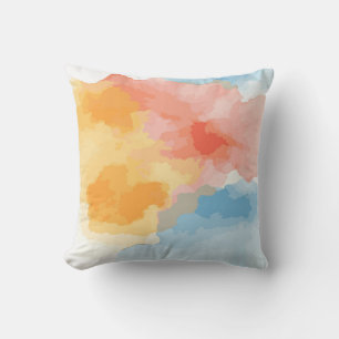 Coussin Résumé aquarelle abstrait jaune, rouge et bleu