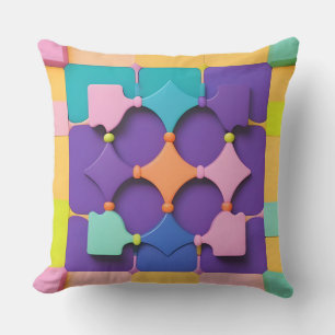 Coussin Résumé géométrique abstrait cercle or sarcelle vio