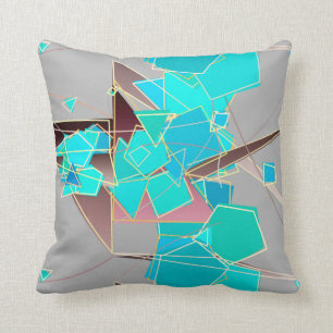 Coussin Résumé moderne - géométrique, gris et turquoise