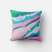 Coussin Résumé Moderne Personnalisé Pastel Rose Vert (Recto)