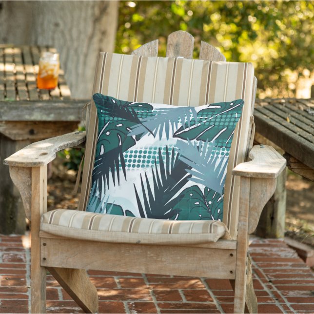 Coussin Résumé Plage côtière Tropicale Feuille monstera (Chaise)
