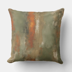 Coussin Résumé Sage et Orange Rayure en détresse