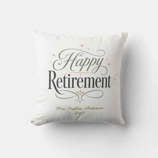Coussin Retraite Heureuse Nom Personnalisé (Recto)
