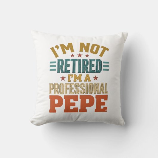 Coussin Retraite Professionnelle Pepe Typographie Vintage (Recto)
