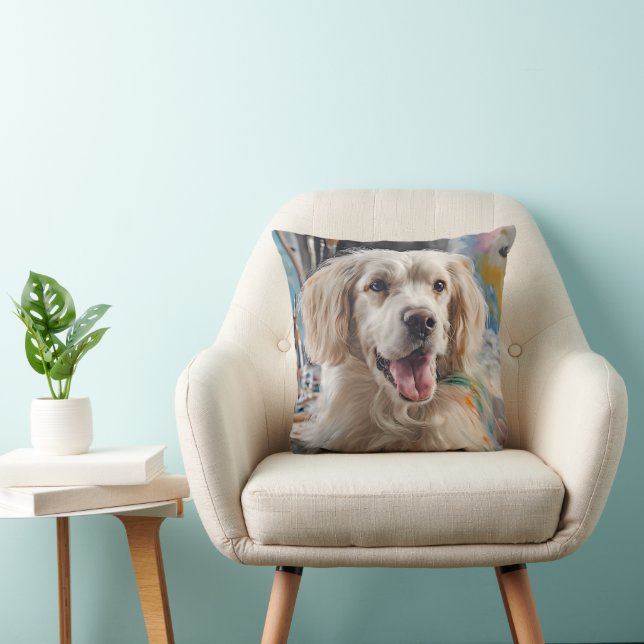 Coussin Retrieuse Dorée Avec Peinture (Chaise)