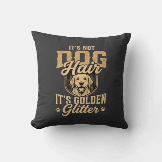 Coussin Retriever doré drôle cheveux paillettes (Recto)