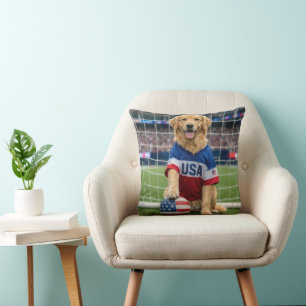 Coussin Retriever doré joueur de football américain