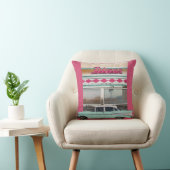 Coussin Retro 1950 Diner Wall Art | Panneau rose néon et T (Chaise)