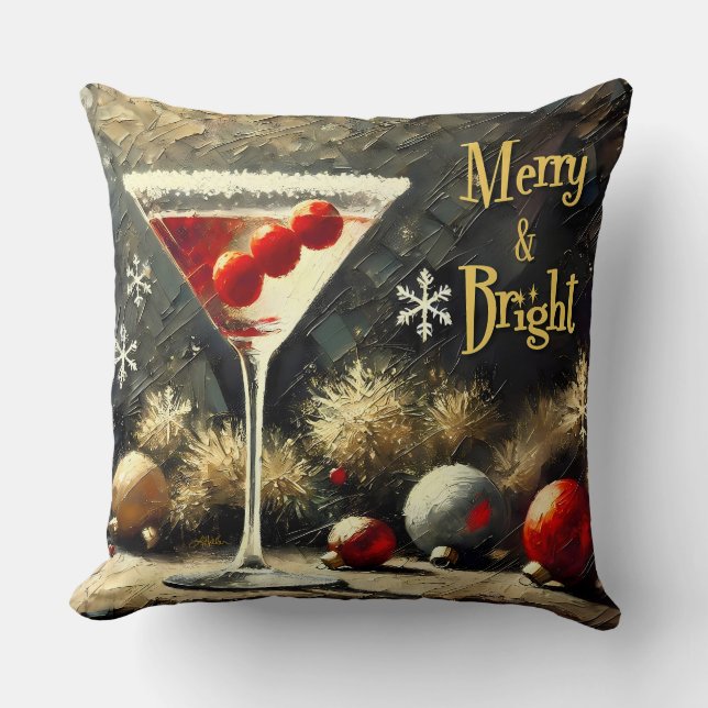 Coussin Retro 50s Triple Cranberry Christmas Martini (Recto)