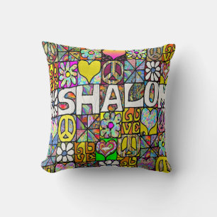 Coussin Retro 60s Psychedélique Shalom LOVE Jeu d'oreiller