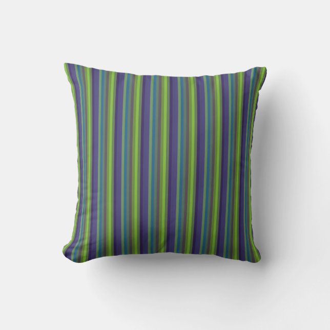 Coussin Retro 70s Peacock Palette Vertical Stripes (Recto)