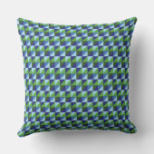Coussin Rétro Abstrait Géométrique Triangle Bleu & Vert (Verso)