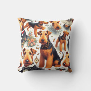 Coussin Retro Airedale Terrier sans fil