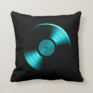 Coussin Rétro album de disque vinyle dans Teal