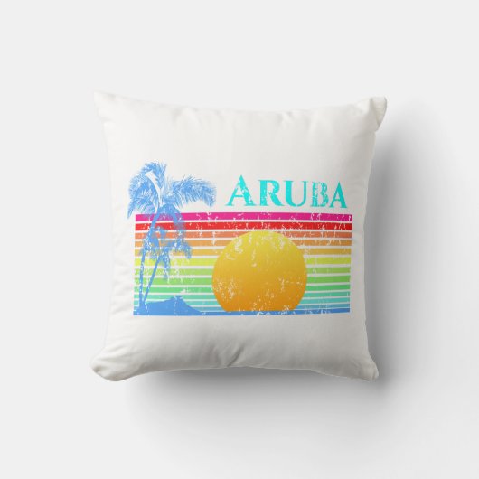 Coussin Retro Beach Sunset Aruba (Recto)