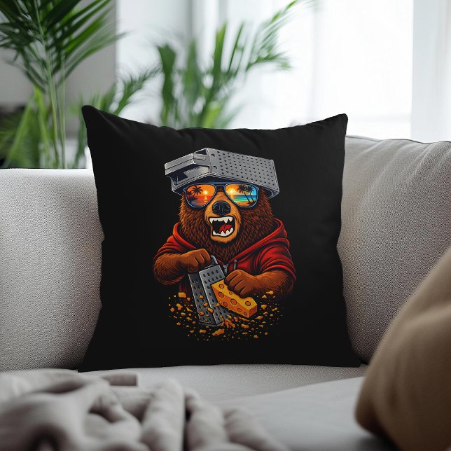 Coussin Retro Bear With Cheese Grater Hat and Sunglasses (Créateur téléchargé)
