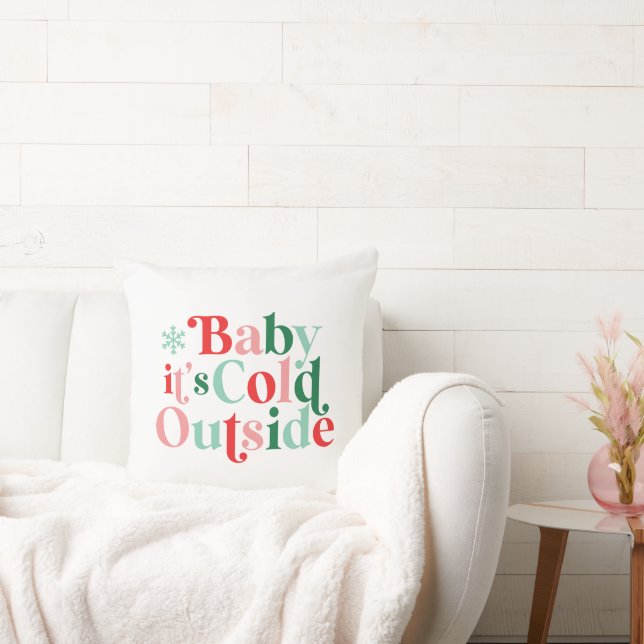 Coussin Retro Bébé Il Fait Froid Dehors Noël (Canapé)