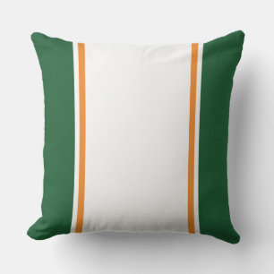 Coussin Retro Camp Green White Orange Racing Stripes