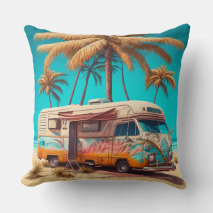Coussin Rétro camping-car et palmiers