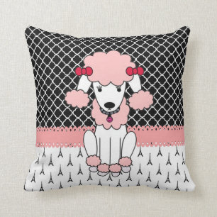 Coussin Rétro caniche girly fait sur commande de Paris de