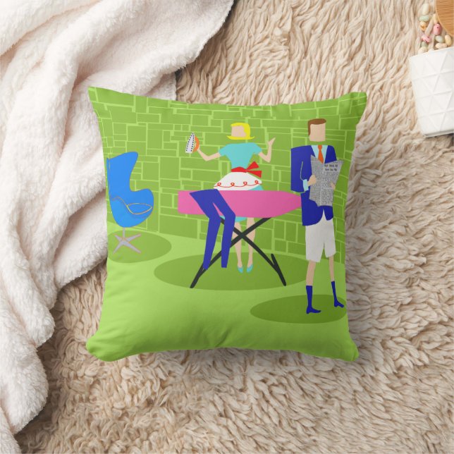 Coussin Rétro carreau de couples de bande dessinée à la (Couverture)