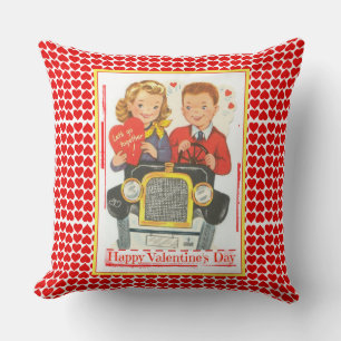 Coussin Rétro carreau de heureuse Sainte-Valentin