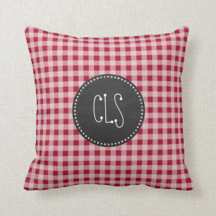 Coussin Retro Chalkboard; Carmine Red En vichy; À damiers