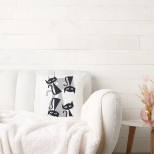 Coussin Rétro, chats noirs du milieu du siècle