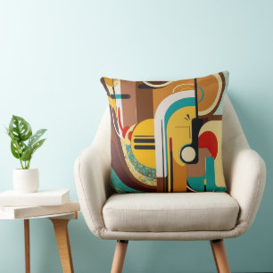 Coussin Rétro Chic Art abstrait du milieu du siècle