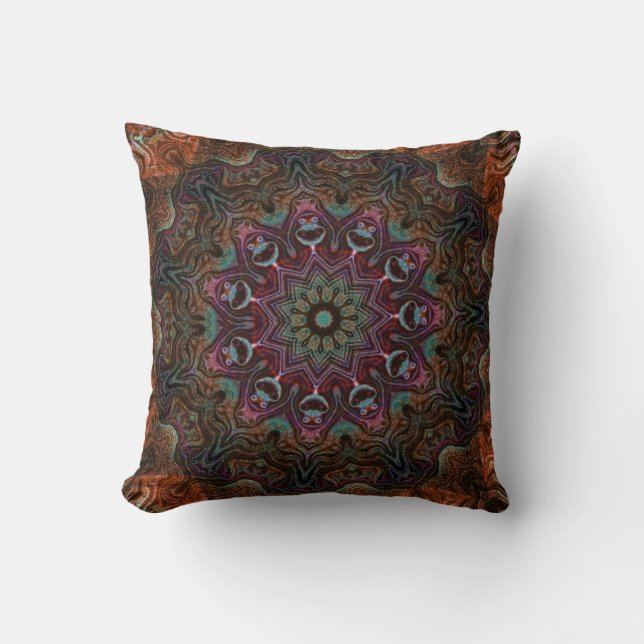 Coussin Retro Chic Joli bleu marine Floral perse mandala (Recto)