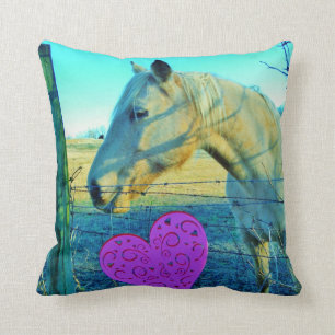 Coussin Rétro coeur de rose de cheval
