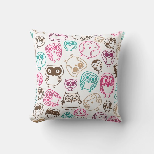 Coussin Rétro conception d'oiseaux de motif de hibou (Recto)