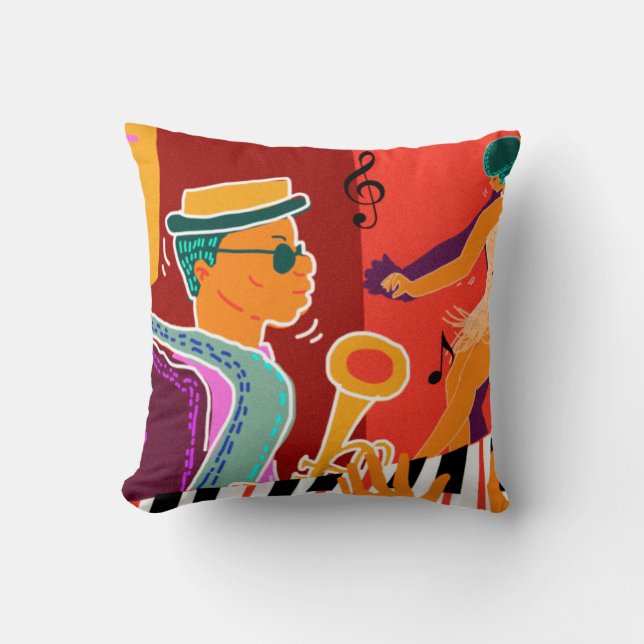 Coussin Retro contraste festival de musique jazz (Recto)