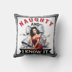 Coussin Rétro Coquine et je sais que c'est Noël Pin-Up