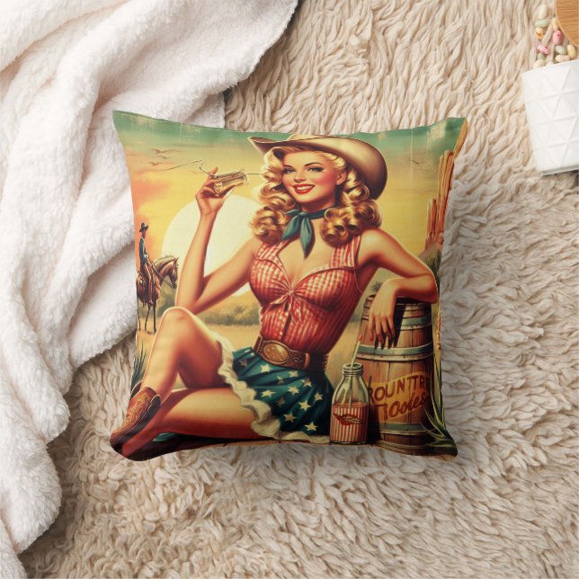 Coussin Retro Cute Cowgirl (Couverture)