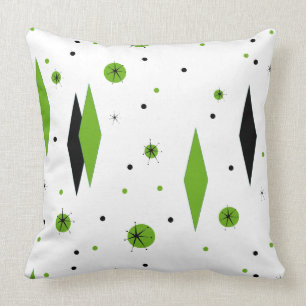 Coussin Rétro diamant vert et carreau de Starburst
