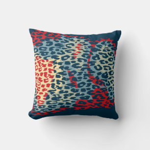 Coussin Rétro empreinte de léopard bleu et conception