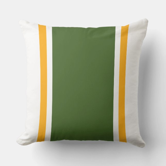 Coussin Retro Forêt Vert Jaune Blancs Vacances (Recto)