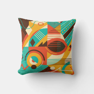 Coussin Rétro géométrique coloré : abstraction vintage.