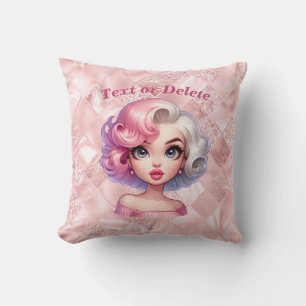 Coussin Retro Glamor Girl Animée mignonne Cartoon Beauté