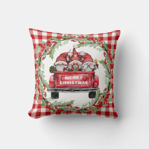 Coussin Retro Gnomes Noël Buffalo Red Truck Holiday
