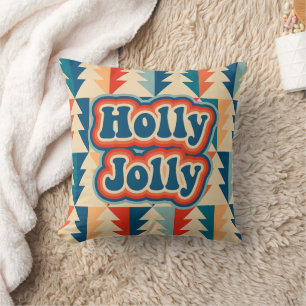 Coussin Rétro Groovy Noël Vintage Arbre de Noël Holly Joll