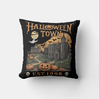 Coussin Retro Halloween Town Citrouille Fantôme Chauves-so