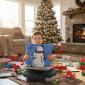 Coussin Retro Hand-Drawn Snowman