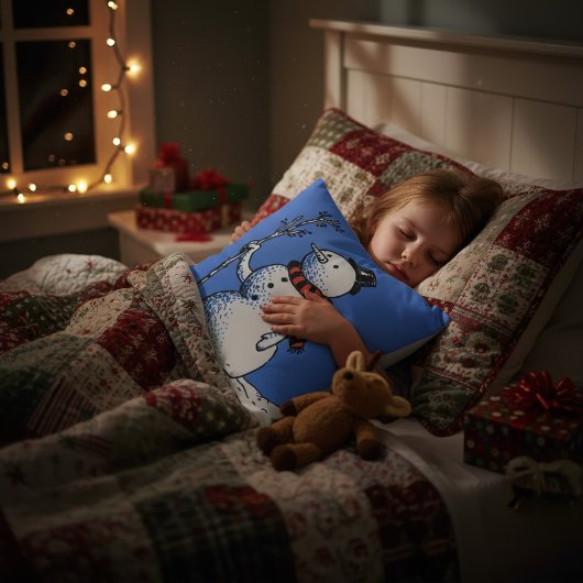 Coussin Retro Hand-Drawn Snowman